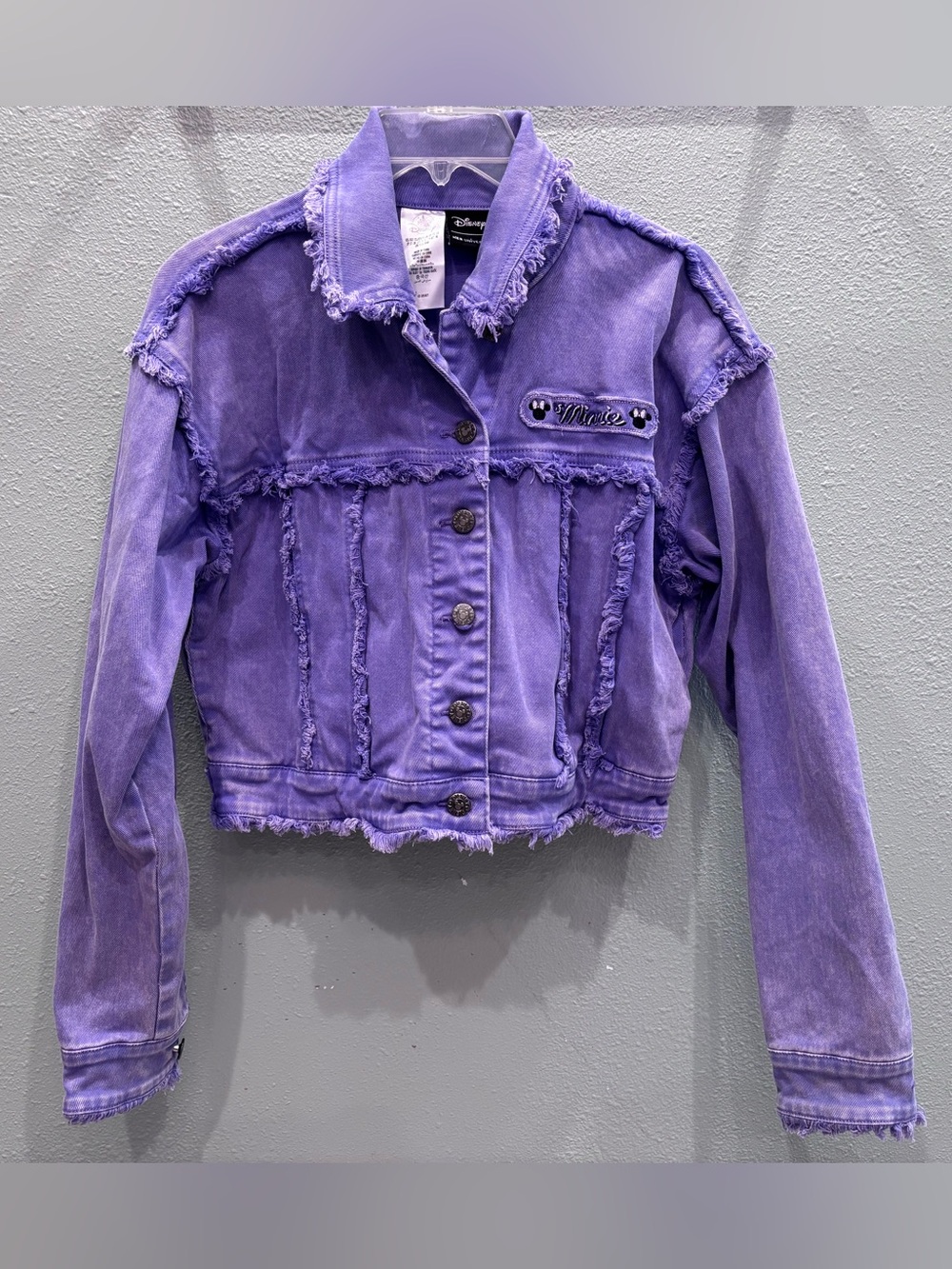 Purple Minnie Mouse Distressed Denim Jacket - Picture 2 of 11